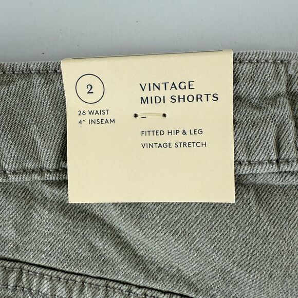 Universal Thread Vintage Midi Stretch Shorts Dusty Olive Green Women's 2 / 26 - Picture 3 of 12